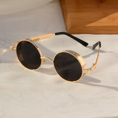 Black Vintage Lennon Style Rounded Sunglasses