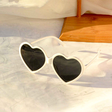 White Retro Heart Sunglasses