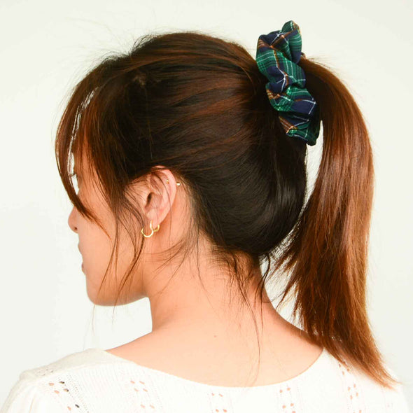 Green Grid Scrunchie
