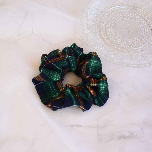 Green Grid Scrunchie
