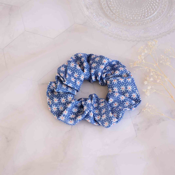 Navy Flora Scrunchie