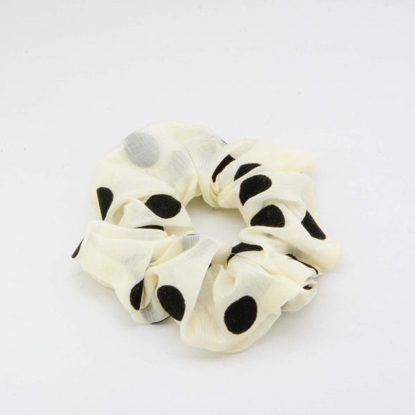 Cream Black Dot Scrunchie
